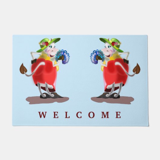 Mode Kuh Doormat - Willkommen - Funny Fußmatte (Vorderseite)