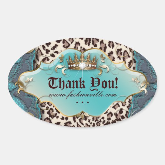 Mode Leopard Sticker Juwelierkrone Aquamarin 3 (Vorderseite)