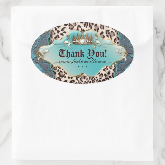 Mode Leopard Sticker Juwelierkrone Aquamarin 3 (Tasche)