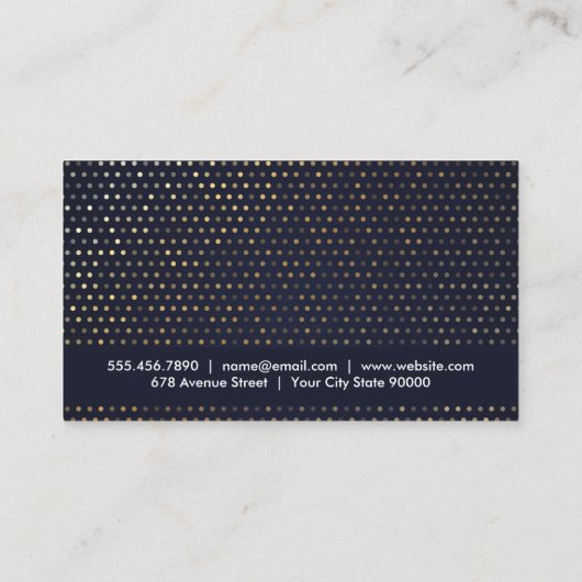 Mode | Luxus | Tief blaues goldfarbenes Muster Visitenkarte (Rückseite)