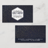 Mode | Luxus | Tief blaues goldfarbenes Muster Visitenkarte (Vorne/Hinten)