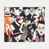 Mode Mädchen Collage: Pop-Art Fleecedecke (Vorderseite (Horizontal))