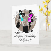 Mode Mädchen Freundinnen PERSONALISIEREN Karte (Gelbe Blume)