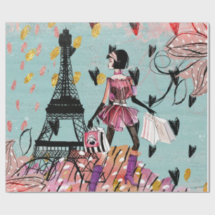 Mode Mädchen in Paris Geschenkpapier