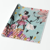 Mode Mädchen in Paris Geschenkpapier (Ungerollt)