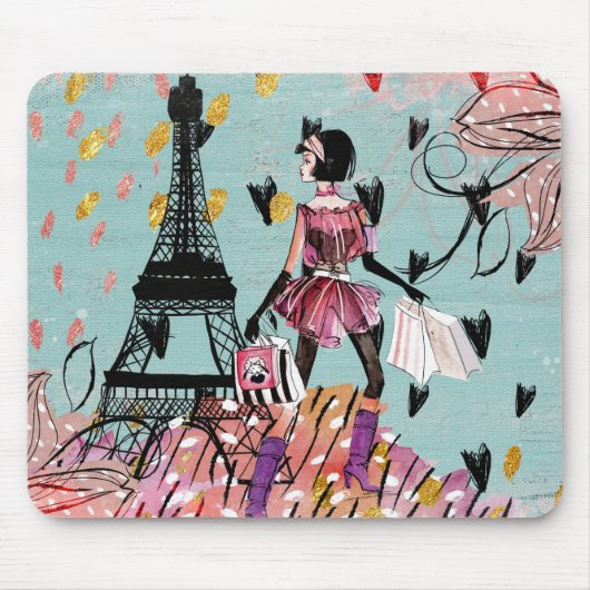 Mode Mädchen in Paris Mousepad (Vorne)