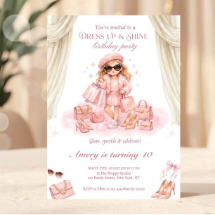 Mode Mädchen Rosa Glamour Anziehen & Glänzende Par Einladung