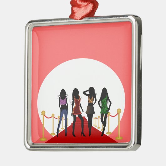 Mode Mädchen Roter Teppich Rosa Custom Ornaments Silbernes Ornament (Links)