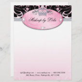 Mode-Maskenbildner-Briefkopf-Kronen-Rosa Briefkopf (Vorne/Hinten)