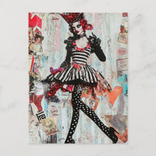 Mode-Mixed-Media-Collage Postkarte