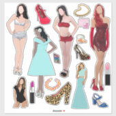 Mode-Modelle Schuhe und Schminkkunst Aufkleber (Blatt)