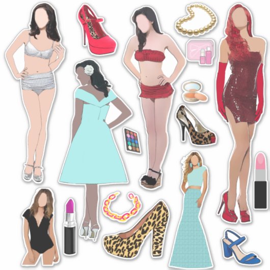 Mode-Modelle Schuhe und Schminkkunst Aufkleber (Vorderseite)