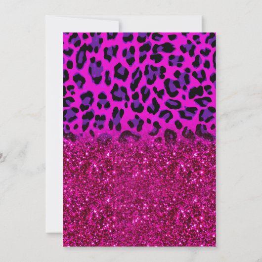 Mode Moderner rosa Lila Glitzer Leopard. Einladung (Rückseite)