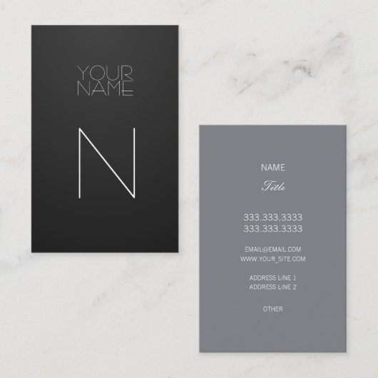 Mode-Monogramm-Schwarzes elegant Visitenkarte (Vorne/Hinten)