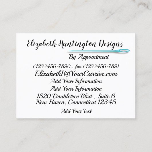 Mode, Nähen, Knittern von Visitenkarten Visitenkarte (Rückseite)