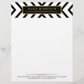 Mode-nobles GoldSchwarz-weißes Streifen-Muster Briefkopf (Vorderseite)