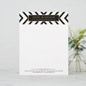 Mode-nobles GoldSchwarz-weißes Streifen-Muster Briefkopf (Stehend Vorderseite)