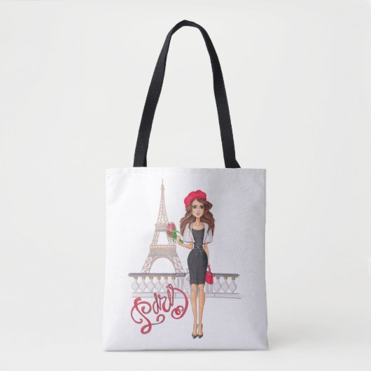 Mode-Paris-Mädchen handgemalt Tasche (Vorderseite)