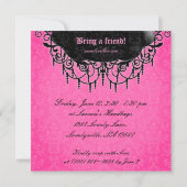 Mode-Party-elegantes Damast-Rosa-Schwarzes Einladung (Rückseite)