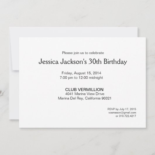 Mode-Party-Mädchen-30. Geburtstag Einladung (Rückseite)