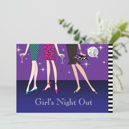 Mode-Party-Mädchen-Nacht heraus Einladung (Stehend Vorderseite)
