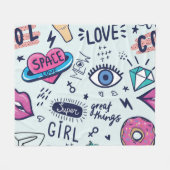 Mode Patch: Pop Art Stickers. Fleecedecke (Vorderseite (Horizontal))