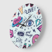 Mode Patch: Pop Art Stickers. Große Wanduhr (Winkel)