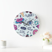 Mode Patch: Pop Art Stickers. Große Wanduhr (Zuhause)