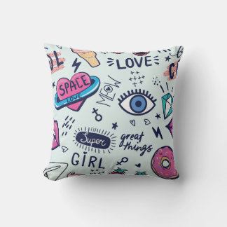 Mode Patch: Pop Art Stickers. Kissen