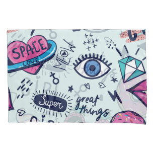 Mode Patch: Pop Art Stickers. Kissenbezug