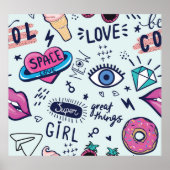 Mode Patch: Pop Art Stickers. Poster (Vorne)