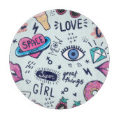 Mode Patch: Pop Art Stickers. Schneidebrett (Vorderseite)