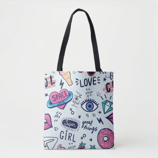Mode Patch: Pop Art Stickers. Tasche (Vorderseite)