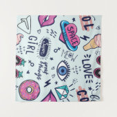 Mode Patch: Pop Art Stickers. Wandteppich (Vorderseite (Horizontal))