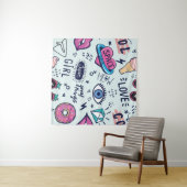 Mode Patch: Pop Art Stickers. Wandteppich (Beispiel (Horizontal))