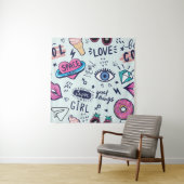 Mode Patch: Pop Art Stickers. Wandteppich (Beispiel)