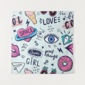 Mode Patch: Pop Art Stickers. Wandteppich (Vorderseite)