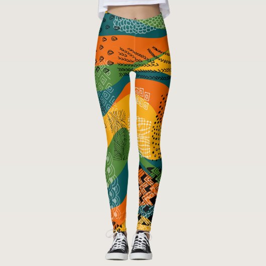 Mode-Patchwork: Entwürdigende Abstrakte Kunst Leggings (Vorderseite)