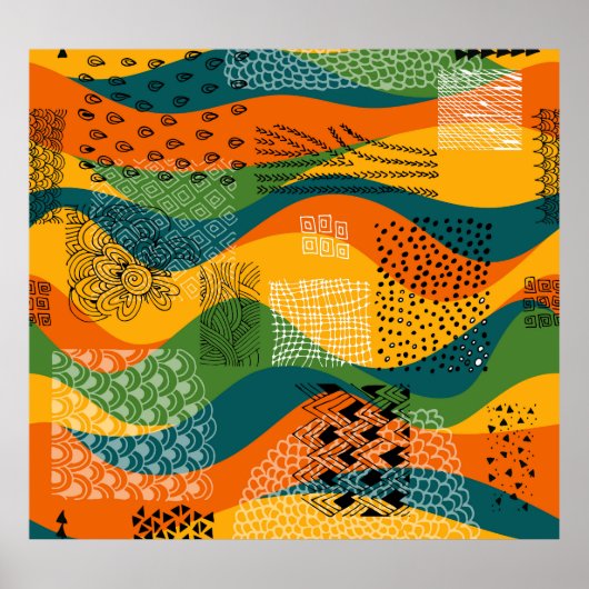 Mode-Patchwork: Entwürdigende Abstrakte Kunst Poster (Vorne)