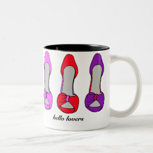 Mode Pink Lila Stiletto Heelses Red Shoe Lover Zweifarbige Tasse