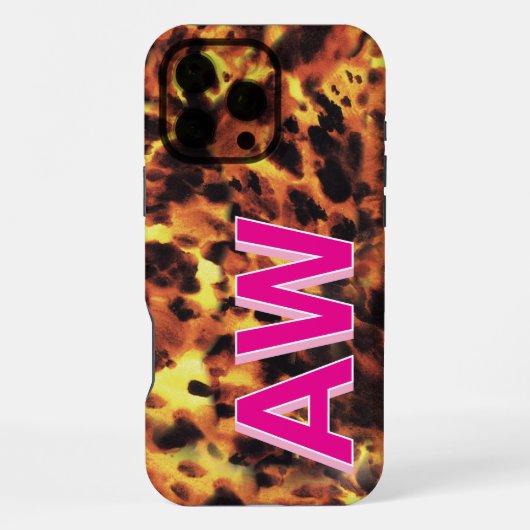 Mode Pink Monogramm Schildpatt iPhone Hülle (Rückseite)