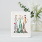 Mode-Plate für Flapper Abend Gowns der 20er Jahre Postkarte (Stehend Vorderseite)