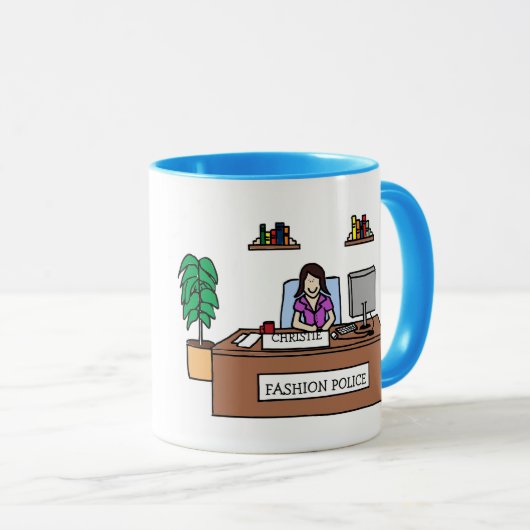 Mode-Polizei - personalisierte Cartoon-Tasse Tasse (VorderseiteRechts)