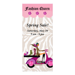 Mode Rack Card Scooter Frauenschuhe Zebra 2 Werbekarte