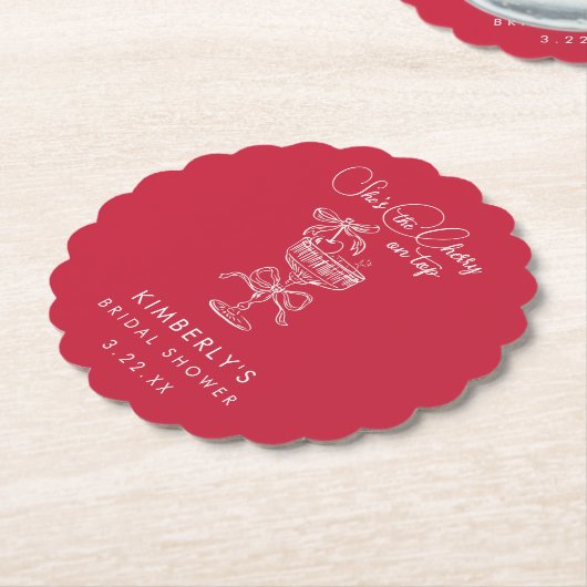 Mode Rot Sie ist die Kirsche auf dem Hochzeitsbrau Untersetzer (angewinkelt)