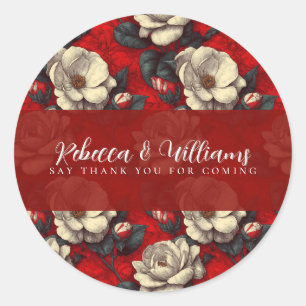 Mode Roter Gardenien Garten Moderne Hochzeit Runder Aufkleber
