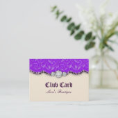 Mode-Schmuck-Verein-Karten-Spitze-Leopard Purpl Visitenkarte (Stehend Vorderseite)