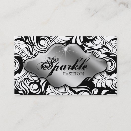 Mode-Schmuck-Visitenkarte-Blatt-Strudel-Silber Visitenkarte (Vorderseite)