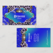 Mode-Schmuck-Visitenkarte-Leopard-Spitze-Blau Visitenkarte (Vorne/Hinten)