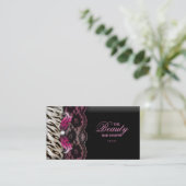 Mode-Schmuckzebra-Spitze-Rosa-Visitenkarte Visitenkarte (Stehend Vorderseite)